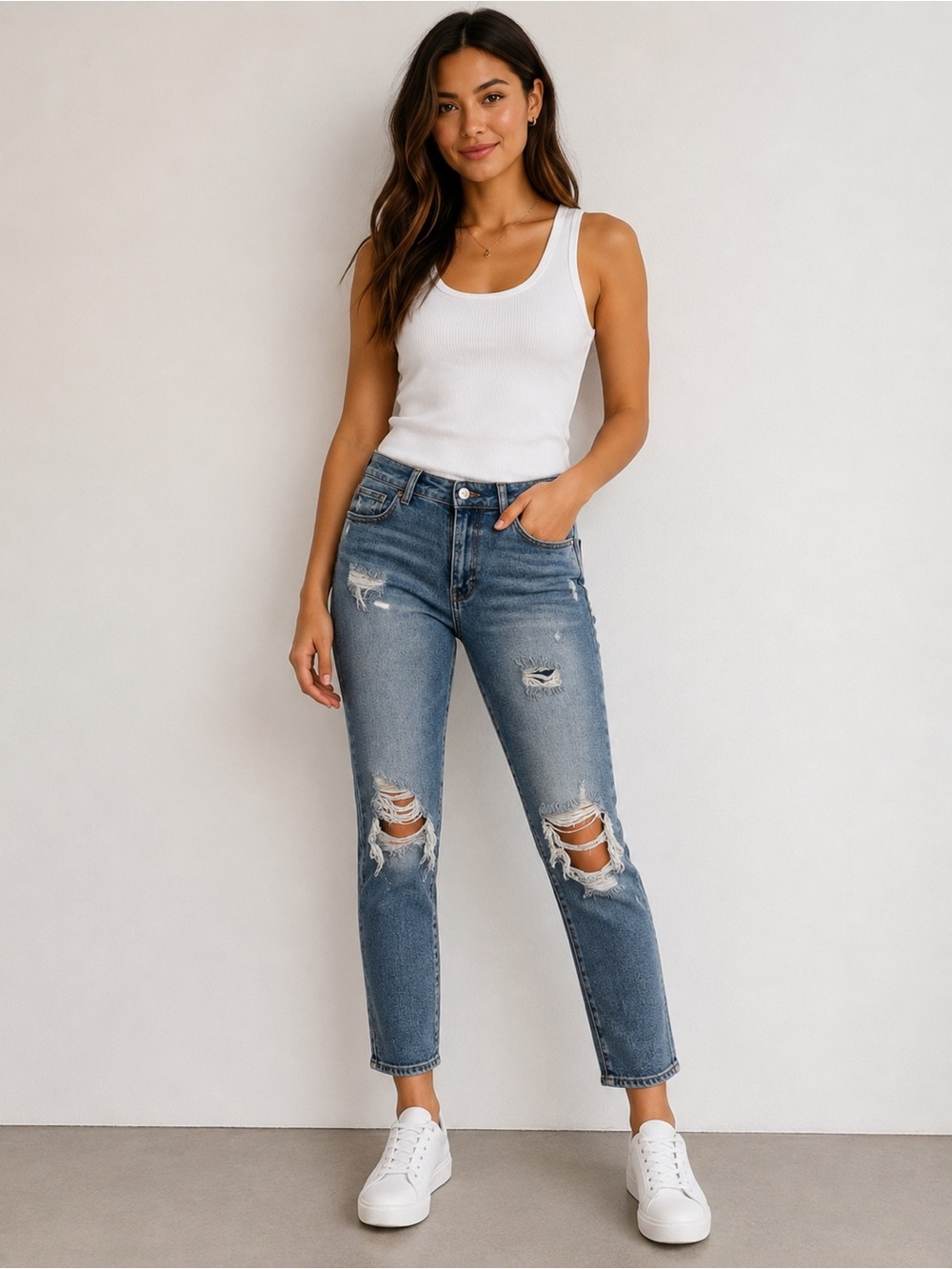 PacSun Medium Blue Distressed Cropped Jeans Size 26